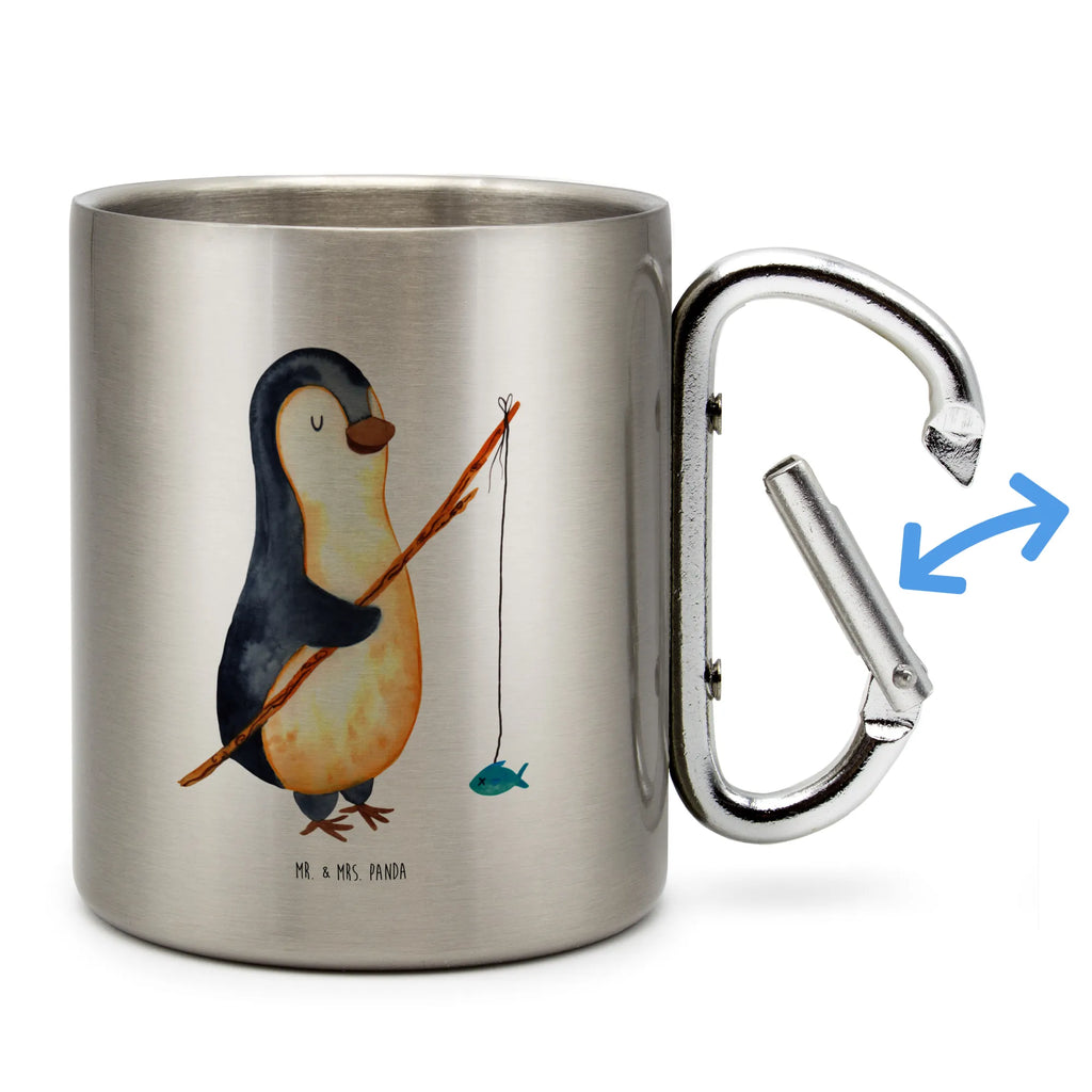 Edelstahlbecher Pinguin Angler Edelstahltasse, Karabiner, Edelstahlbecher, Outdoor, Camping, Tasse, Becher, Pinguin, Pinguine, Angeln, Angler, Tagträume, Hobby, Plan, Planer, Tagesplan, Neustart, Motivation, Geschenk, Freundinnen, Geschenkidee, Urlaub, Wochenende