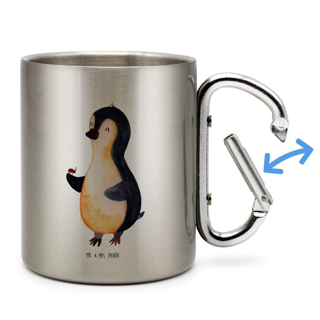 Edelstahlbecher Pinguin Marienkäfer Edelstahltasse, Karabiner, Edelstahlbecher, Outdoor, Camping, Tasse, Becher, Pinguin, Pinguine, Marienkäfer, Liebe, Wunder, Glück, Freude, Lebensfreude