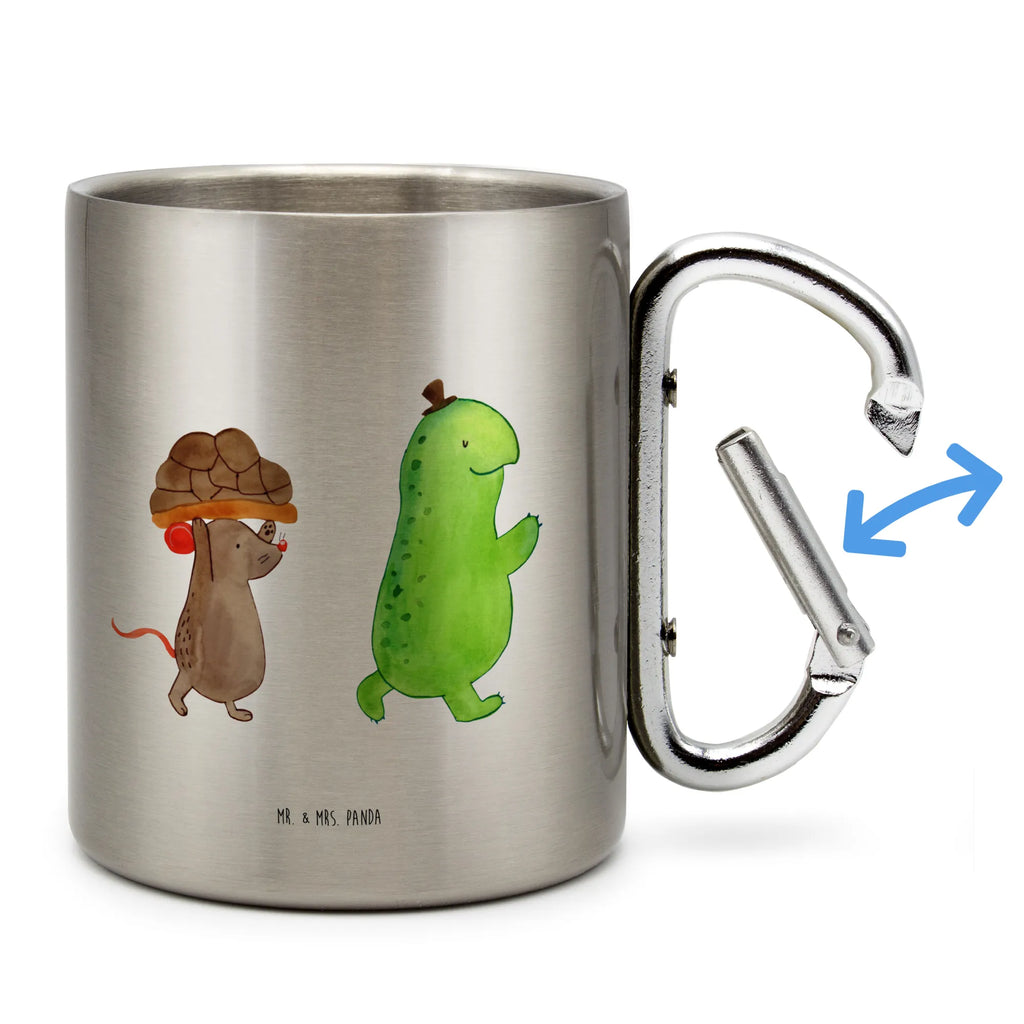 Edelstahlbecher Schildkröte & Maus Edelstahltasse, Karabiner, Edelstahlbecher, Outdoor, Camping, Tasse, Becher, Schildkröte, Maus, Freunde, Freundinnen, beste Freunde, beste Freundinnen