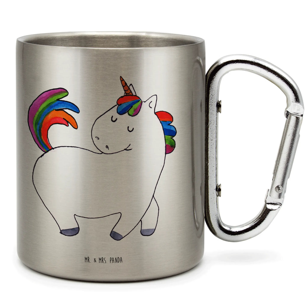 Edelstahlbecher Einhorn stolzierend Edelstahltasse, Karabiner, Edelstahlbecher, Outdoor, Camping, Tasse, Becher, Einhorn, Einhörner, Einhorn Deko, Pegasus, Unicorn, stolz, anders, bunt, Pferd, Reiter, Reiten, Freundin, Geschenk