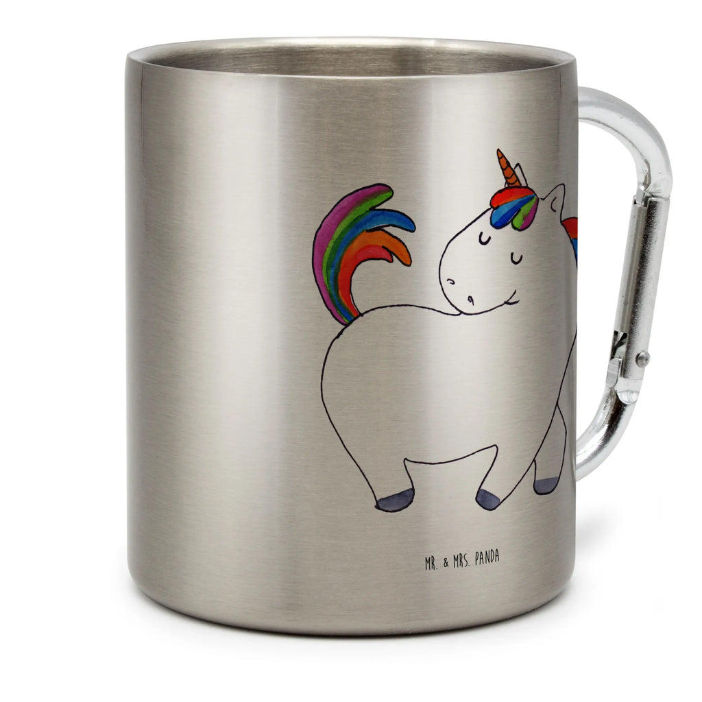 Edelstahlbecher Einhorn stolzierend Edelstahltasse, Karabiner, Edelstahlbecher, Outdoor, Camping, Tasse, Becher, Einhorn, Einhörner, Einhorn Deko, Pegasus, Unicorn, stolz, anders, bunt, Pferd, Reiter, Reiten, Freundin, Geschenk