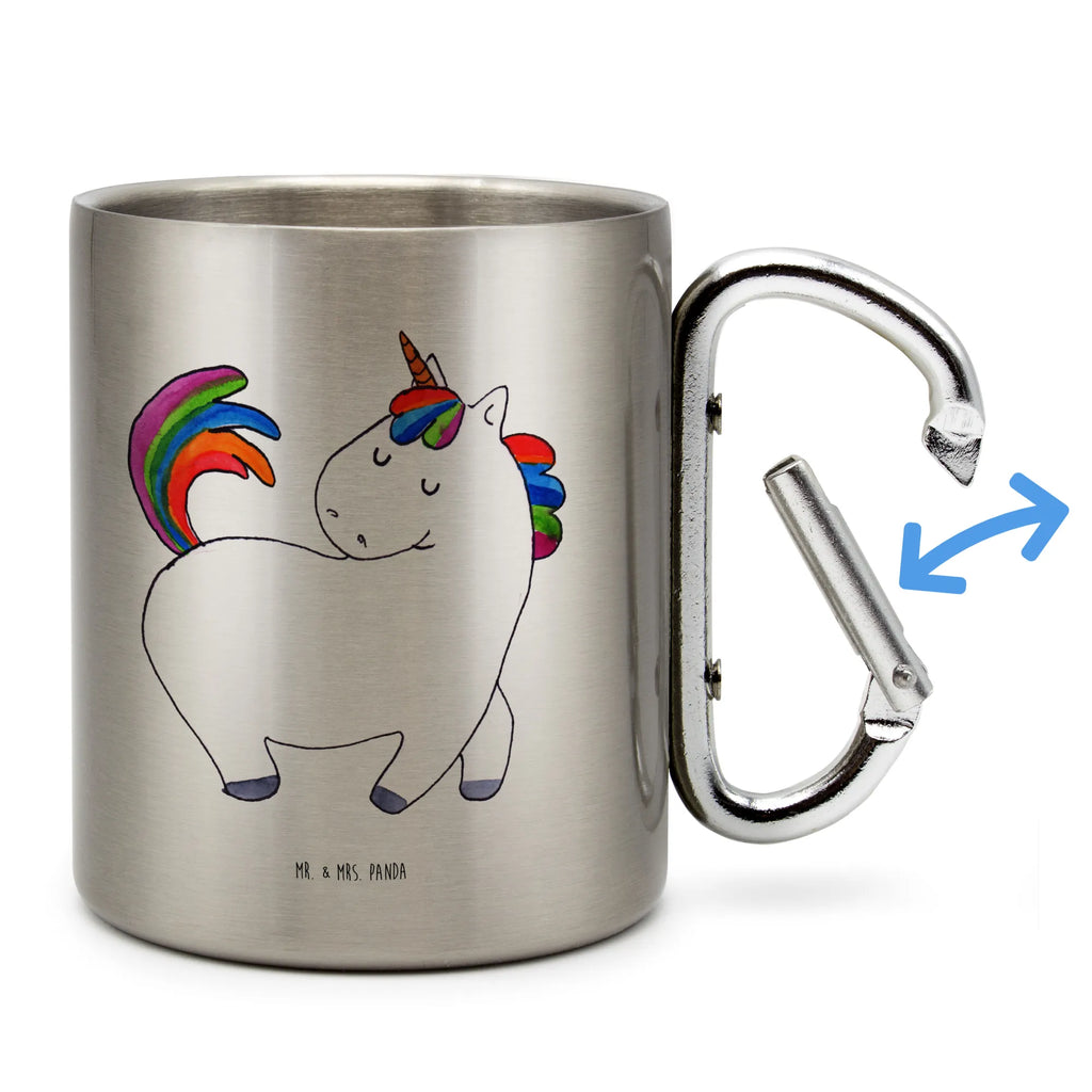 Edelstahlbecher Einhorn stolzierend Edelstahltasse, Karabiner, Edelstahlbecher, Outdoor, Camping, Tasse, Becher, Einhorn, Einhörner, Einhorn Deko, Pegasus, Unicorn, stolz, anders, bunt, Pferd, Reiter, Reiten, Freundin, Geschenk