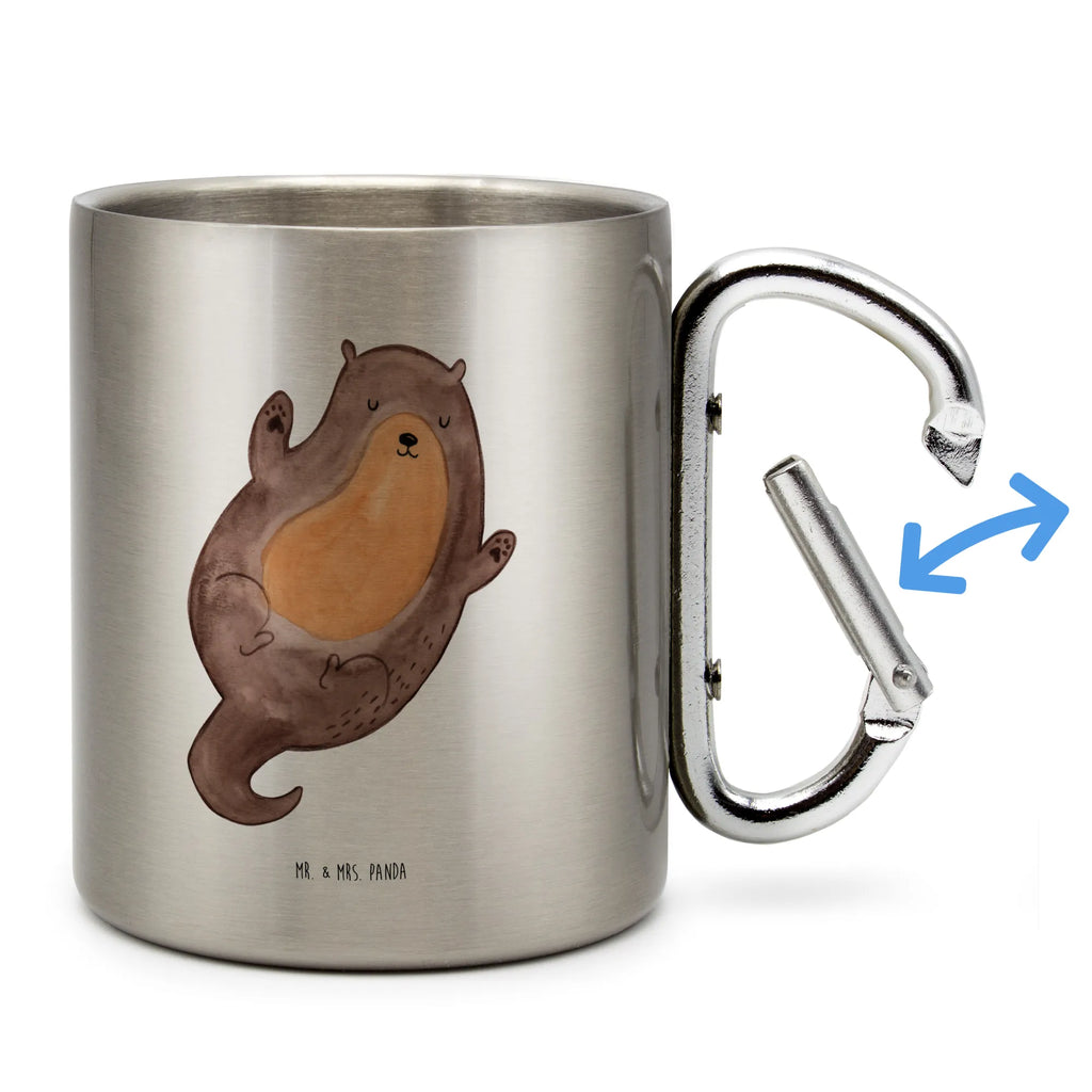 Edelstahlbecher Otter Umarmen Edelstahltasse, Karabiner, Edelstahlbecher, Outdoor, Camping, Tasse, Becher, Otter, Fischotter, Seeotter, Otter Seeotter See Otter