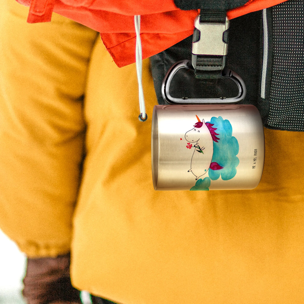 Edelstahlbecher Einhorn verliebt auf Wolke Edelstahltasse, Karabiner, Edelstahlbecher, Outdoor, Camping, Tasse, Becher, Einhorn, Einhörner, Einhorn Deko, Pegasus, Unicorn, verliebt, Liebe, Liebesbeweis, Freundin, Wolke