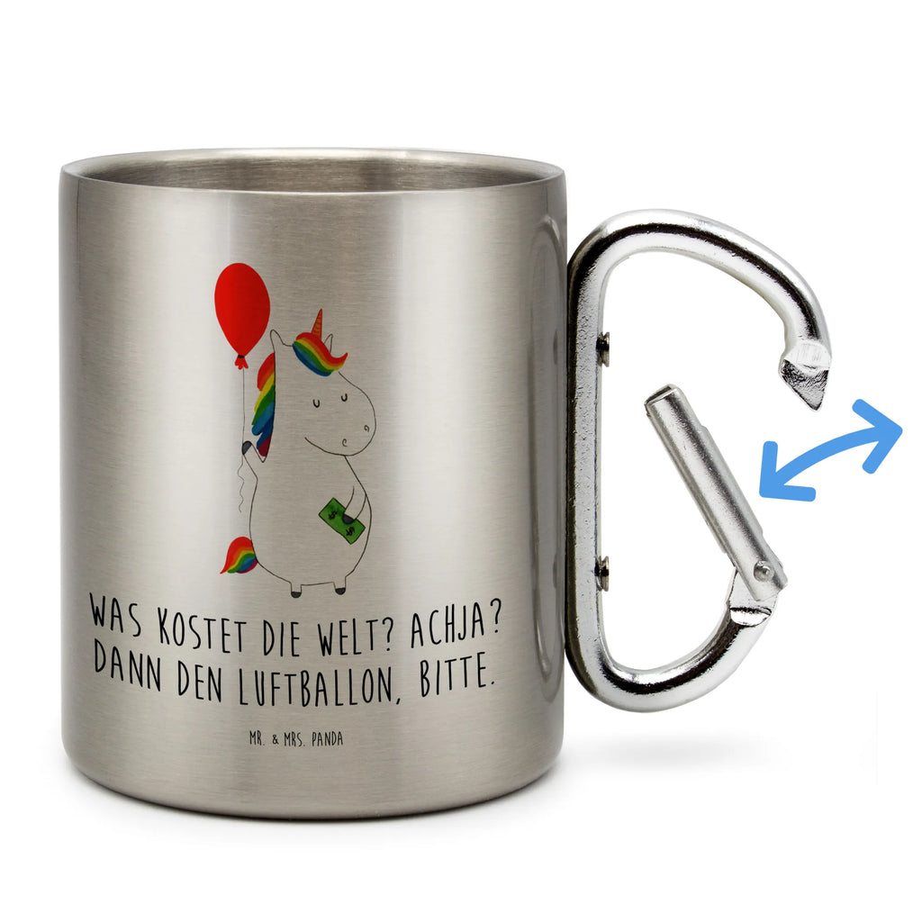 Edelstahlbecher Einhorn Luftballon Edelstahltasse, Karabiner, Edelstahlbecher, Outdoor, Camping, Tasse, Becher, Einhorn, Einhörner, Einhorn Deko, Pegasus, Unicorn, Luftballon, Geld, Lebenslust, Freude, Geschenk, Freundin