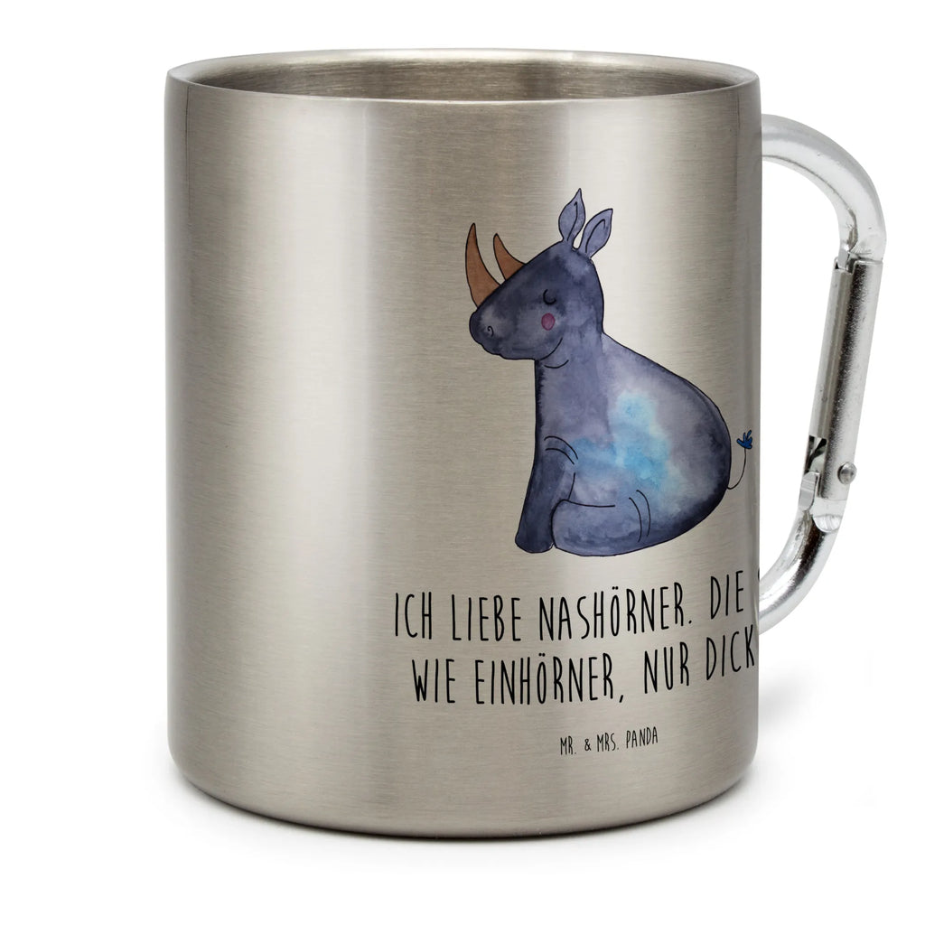 Edelstahlbecher Einhorn Nashorn Edelstahltasse, Karabiner, Edelstahlbecher, Outdoor, Camping, Tasse, Becher, Einhorn, Einhörner, Einhorn Deko, Pegasus, Unicorn, Regenbogen, witzig, lustig, Zoo, Glitzer, Einhornpower, Erwachsenwerden, Nashorn, Nashörner