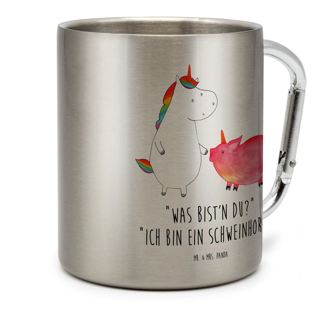 Edelstahlbecher Einhorn + Schweinhorn Edelstahltasse, Karabiner, Edelstahlbecher, Outdoor, Camping, Tasse, Becher, Einhorn, Einhörner, Einhorn Deko, Unicorn, Freundschaft, Schweinhorn, Schwein, Freundin, Schweinchen