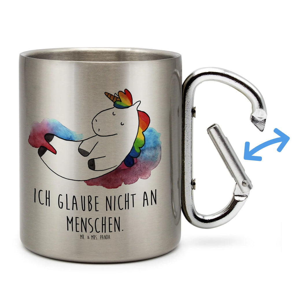 Edelstahlbecher Einhorn Wolke 7 Edelstahltasse, Karabiner, Edelstahlbecher, Outdoor, Camping, Tasse, Becher, Einhorn, Einhörner, Einhorn Deko, Pegasus, Unicorn, verliebt, Menschen, witzig, lustig, Geschenk, Glaube, Realität, Lächeln