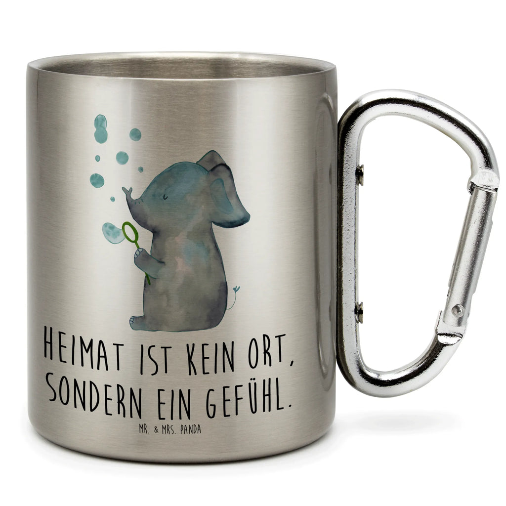 Edelstahlbecher Elefant Seifenblasen Edelstahltasse, Karabiner, Edelstahlbecher, Outdoor, Camping, Tasse, Becher, Tiermotive, Gute Laune, lustige Sprüche, Tiere, Elefant, Elefanten, Dickhäuter, Rüsseltier, Seifenblasen, Liebe, Heimat, Gefühl. Daheim, Liebesbeweis, Liebesspruch