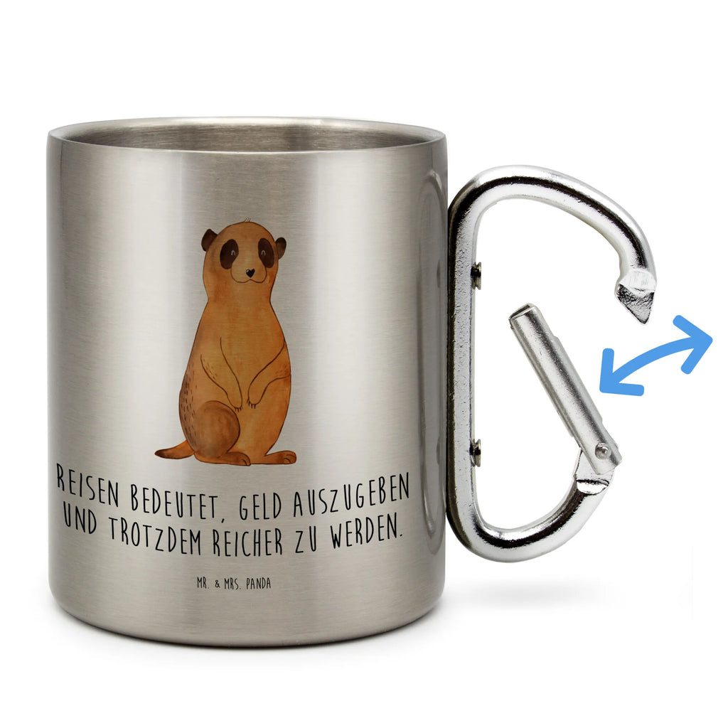 Edelstahlbecher Erdmännchen Edelstahltasse, Karabiner, Edelstahlbecher, Outdoor, Camping, Tasse, Becher, Afrika, Wildtiere, Erdmännchen, Reisen, Spruch, Weltreise, Afrikareise, Roadtrip, Traveling