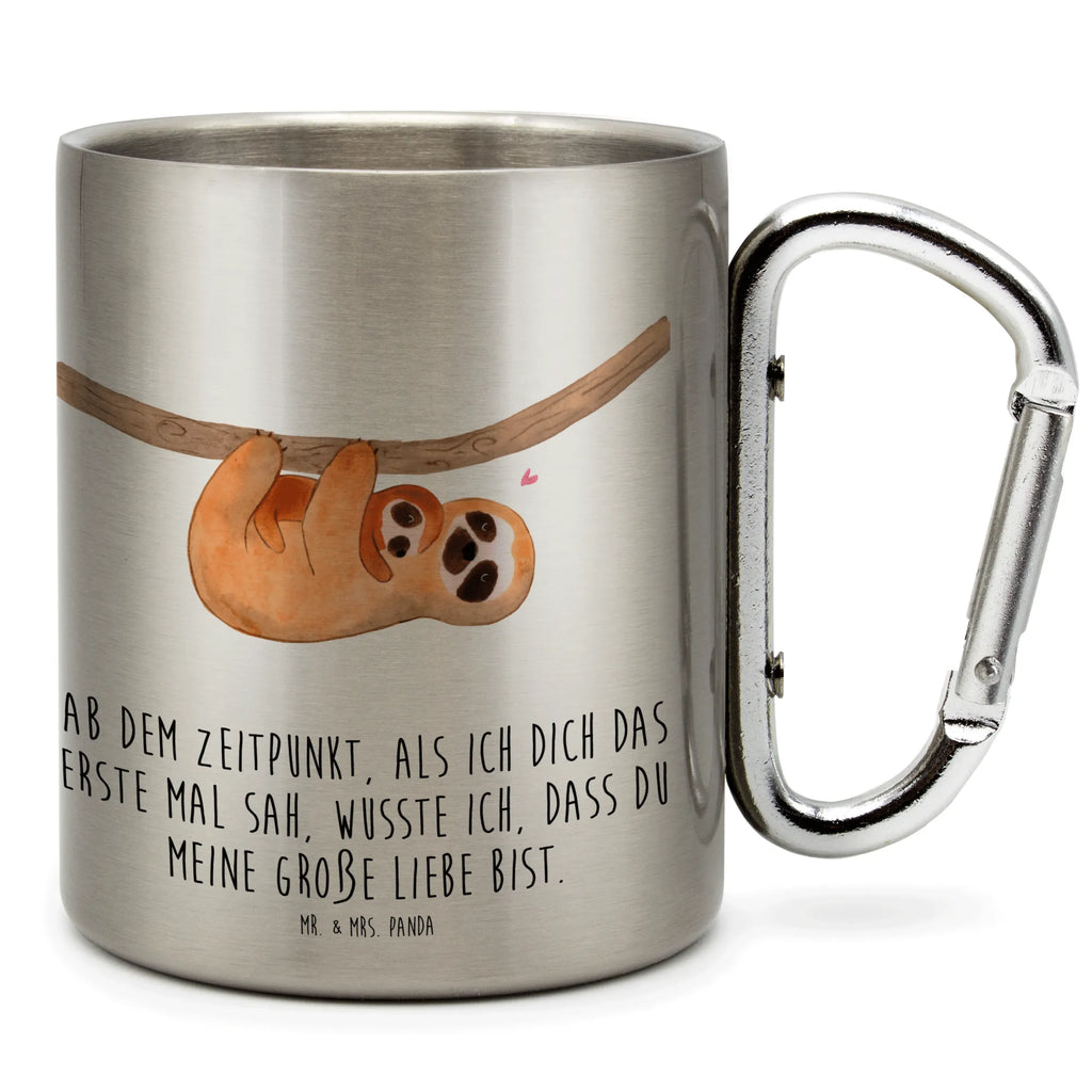 Edelstahlbecher Faultier mit Kind Edelstahltasse, Karabiner, Edelstahlbecher, Outdoor, Camping, Tasse, Becher, Faultier, Faultier Geschenk, Faultier Deko, Kind, Baby, Liebe, Mutter, Mama, Geburt, Kinder, Faulheit, Spaß, Niedlichkeit