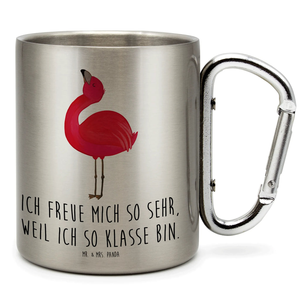 Edelstahlbecher Flamingo stolz Edelstahltasse, Karabiner, Edelstahlbecher, Outdoor, Camping, Tasse, Becher, Flamingo, stolz, Freude, Selbstliebe, Selbstakzeptanz, Freundin, beste Freundin, Tochter, Mama, Schwester