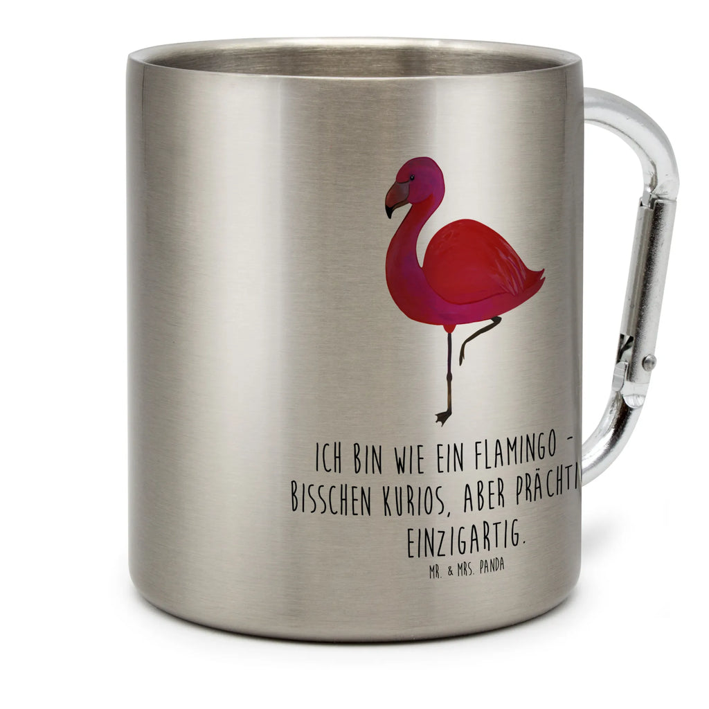 Edelstahlbecher Flamingo classic Edelstahltasse, Karabiner, Edelstahlbecher, Outdoor, Camping, Tasse, Becher, Flamingo, Einzigartig, Selbstliebe, Stolz, ich, für mich, Spruch, Freundin, Freundinnen, Außenseiter, Sohn, Tochter, Geschwister