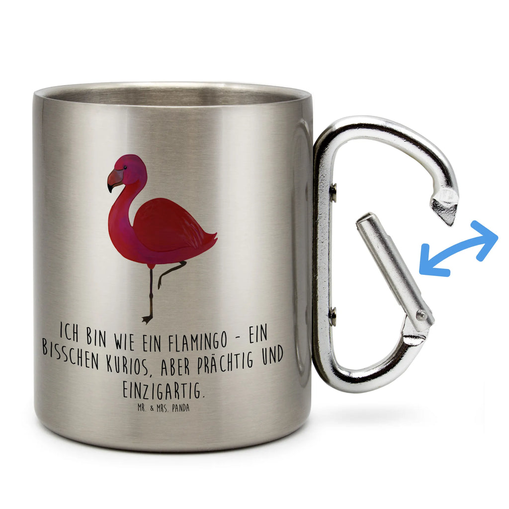 Edelstahlbecher Flamingo classic Edelstahltasse, Karabiner, Edelstahlbecher, Outdoor, Camping, Tasse, Becher, Flamingo, Einzigartig, Selbstliebe, Stolz, ich, für mich, Spruch, Freundin, Freundinnen, Außenseiter, Sohn, Tochter, Geschwister