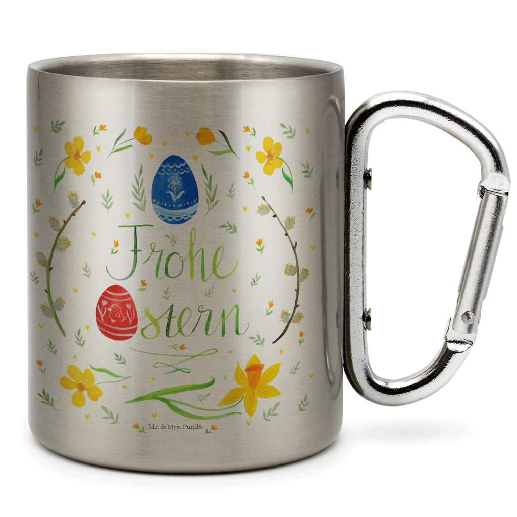 Edelstahlbecher Frohe Ostern Edelstahltasse, Karabiner, Edelstahlbecher, Outdoor, Camping, Tasse, Becher, Ostern, Osterhase, Ostergeschenke, Osternest, Osterdeko, Geschenke zu Ostern, Ostern Geschenk, Ostergeschenke Kinder, Ostern Kinder, Frohe Ostern, Ostergrüße, Osterblume, Osterei, bemalte Ostereier, Weidenkätzchen. Lettering