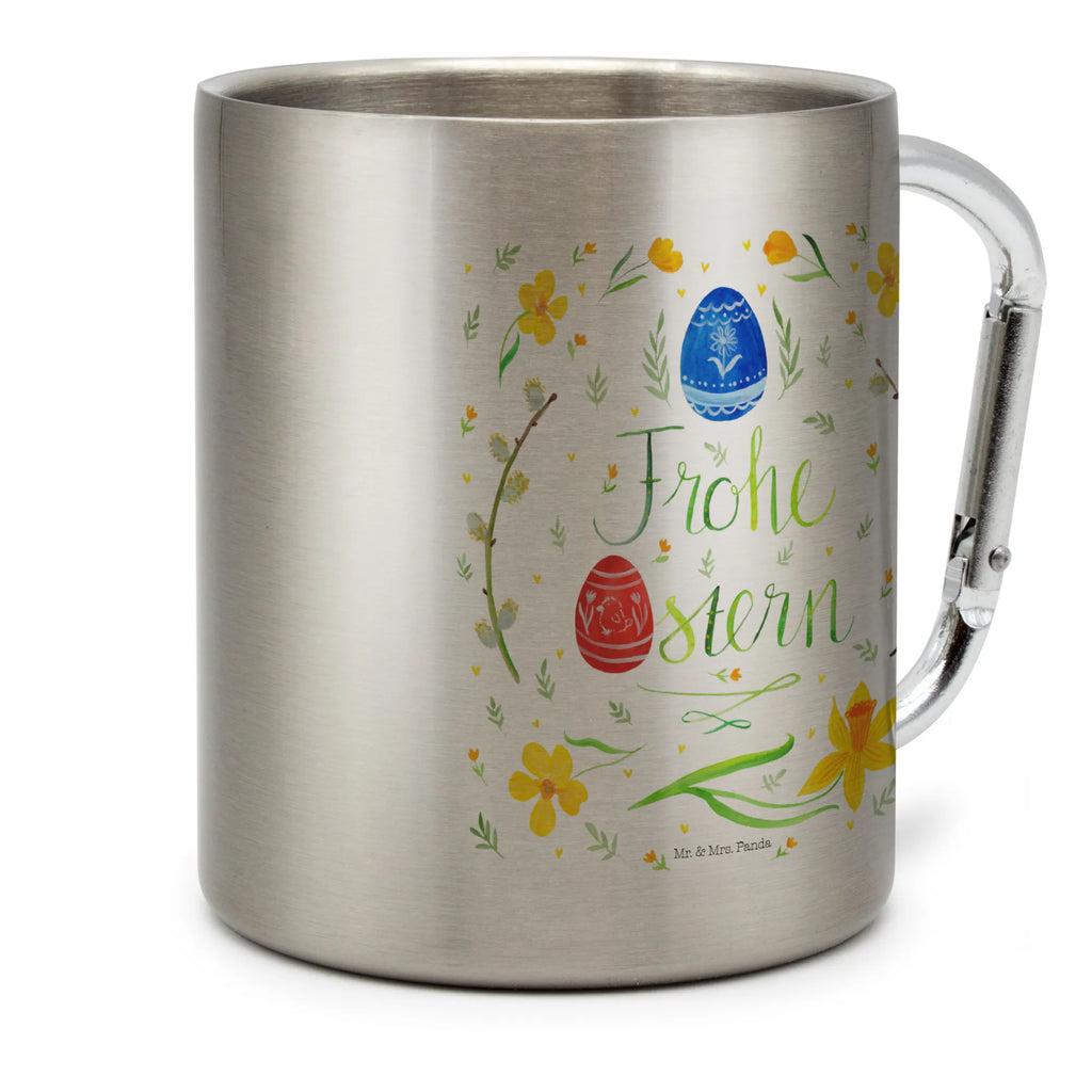 Edelstahlbecher Frohe Ostern Edelstahltasse, Karabiner, Edelstahlbecher, Outdoor, Camping, Tasse, Becher, Ostern, Osterhase, Ostergeschenke, Osternest, Osterdeko, Geschenke zu Ostern, Ostern Geschenk, Ostergeschenke Kinder, Ostern Kinder, Frohe Ostern, Ostergrüße, Osterblume, Osterei, bemalte Ostereier, Weidenkätzchen. Lettering