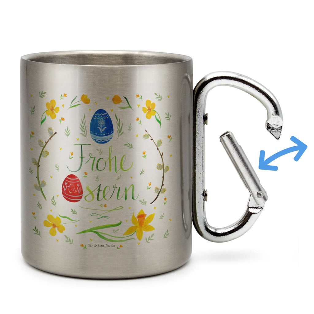 Edelstahlbecher Frohe Ostern Edelstahltasse, Karabiner, Edelstahlbecher, Outdoor, Camping, Tasse, Becher, Ostern, Osterhase, Ostergeschenke, Osternest, Osterdeko, Geschenke zu Ostern, Ostern Geschenk, Ostergeschenke Kinder, Ostern Kinder, Frohe Ostern, Ostergrüße, Osterblume, Osterei, bemalte Ostereier, Weidenkätzchen. Lettering