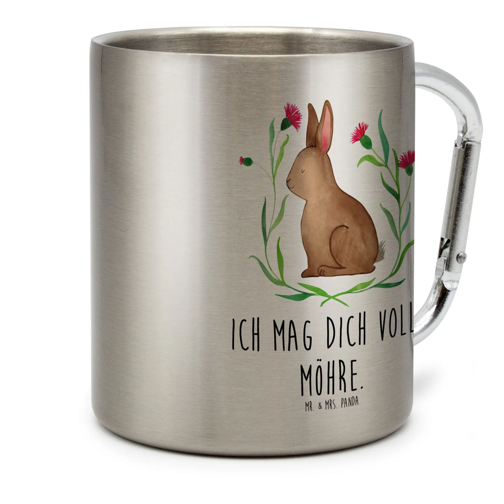 Edelstahlbecher Hase sitzend Edelstahltasse, Karabiner, Edelstahlbecher, Outdoor, Camping, Tasse, Becher, Ostern, Osterhase, Ostergeschenke, Osternest, Osterdeko, Geschenke zu Ostern, Ostern Geschenk, Ostergeschenke Kinder, Ostern Kinder, Frohe Ostern, Ostergrüße, Osterblume, Liebe, Grüße, Hase, Kaninchen