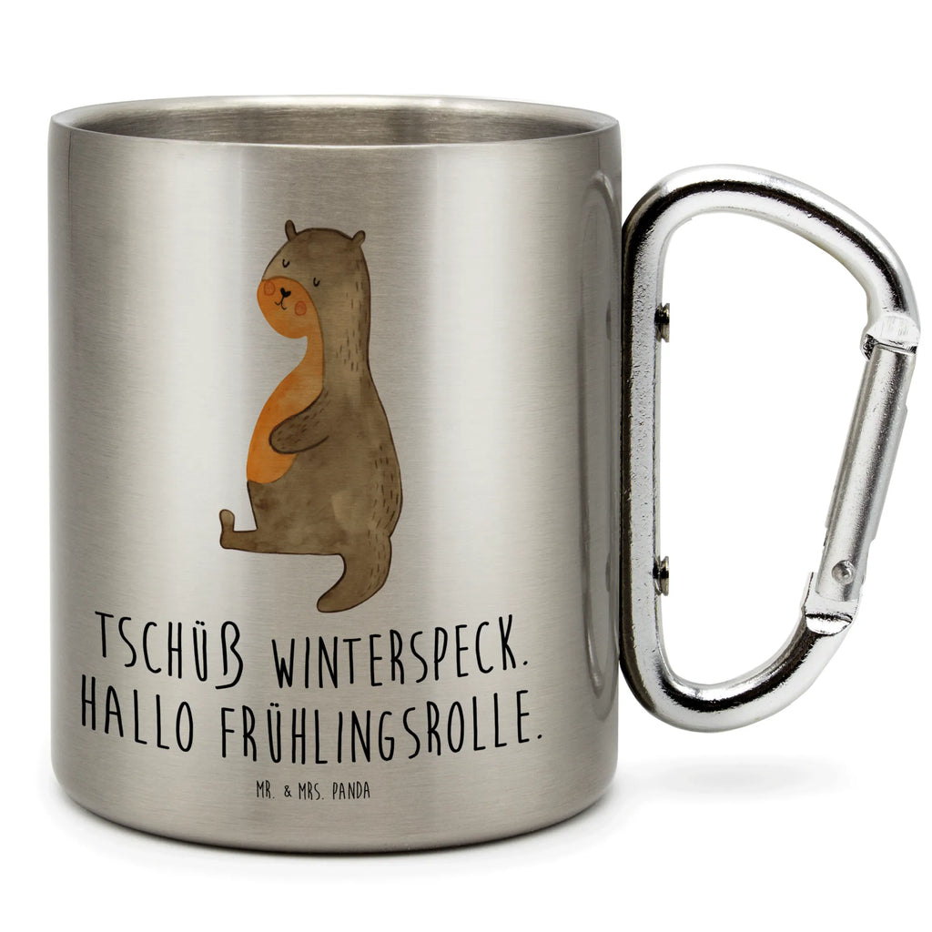 Edelstahlbecher Otter Bauch Edelstahltasse, Karabiner, Edelstahlbecher, Outdoor, Camping, Tasse, Becher, Otter, Fischotter, Seeotter, Otter Seeotter See Otter