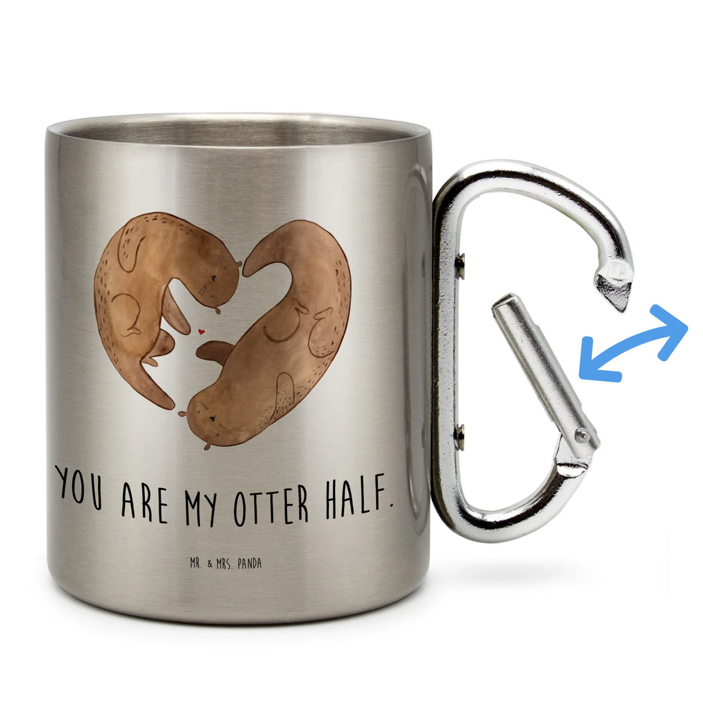 Edelstahlbecher Otter Herz Edelstahltasse, Karabiner, Edelstahlbecher, Outdoor, Camping, Tasse, Becher, Otter, Fischotter, Seeotter, Liebe, Herz, Liebesbeweis, Liebesgeschenk, Bessere Hälfte, Love you, Jahrestag, Hochzeitstag, Verlobung, gemeinsames Leben