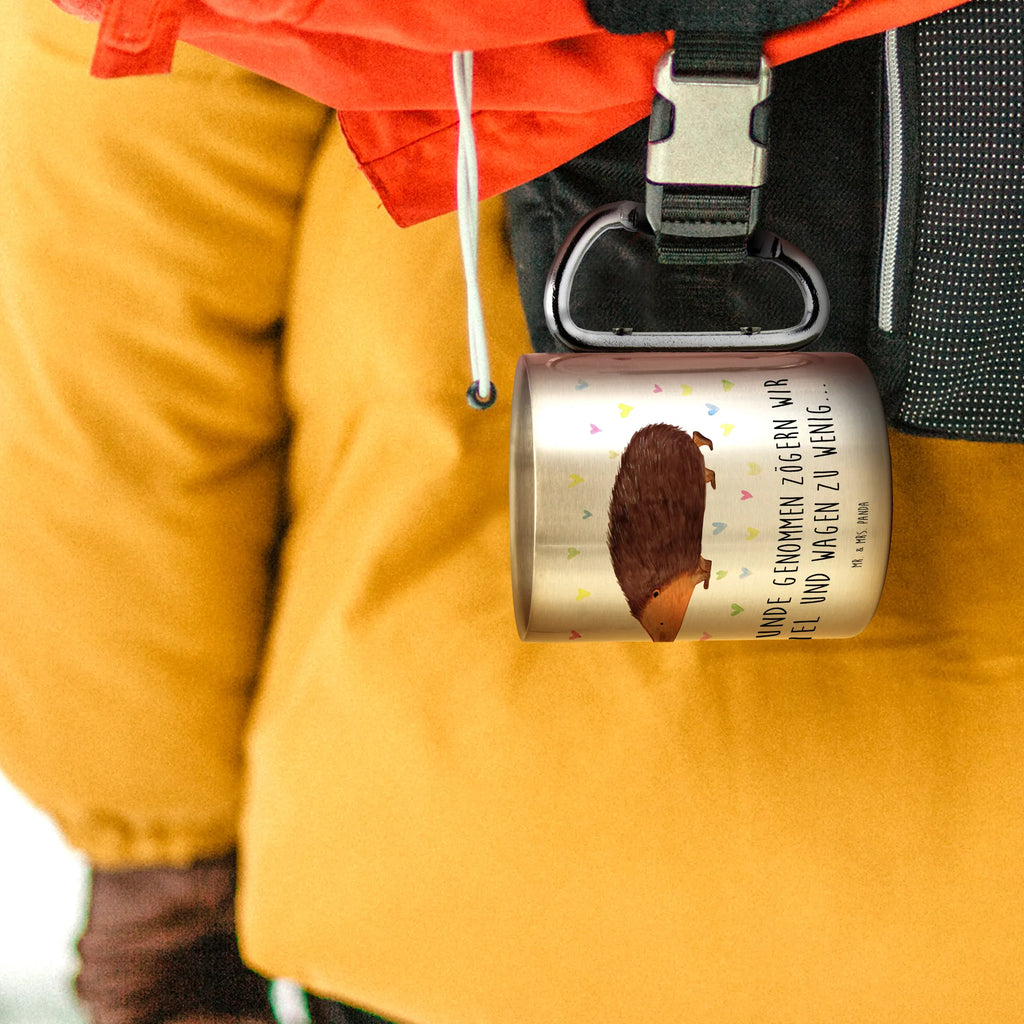 Edelstahlbecher Igel Herzen Edelstahltasse, Karabiner, Edelstahlbecher, Outdoor, Camping, Tasse, Becher, Tiermotive, Gute Laune, lustige Sprüche, Tiere, Liebe, Herz, Herzen, Igel, Vertrauen, Kuss, Leben