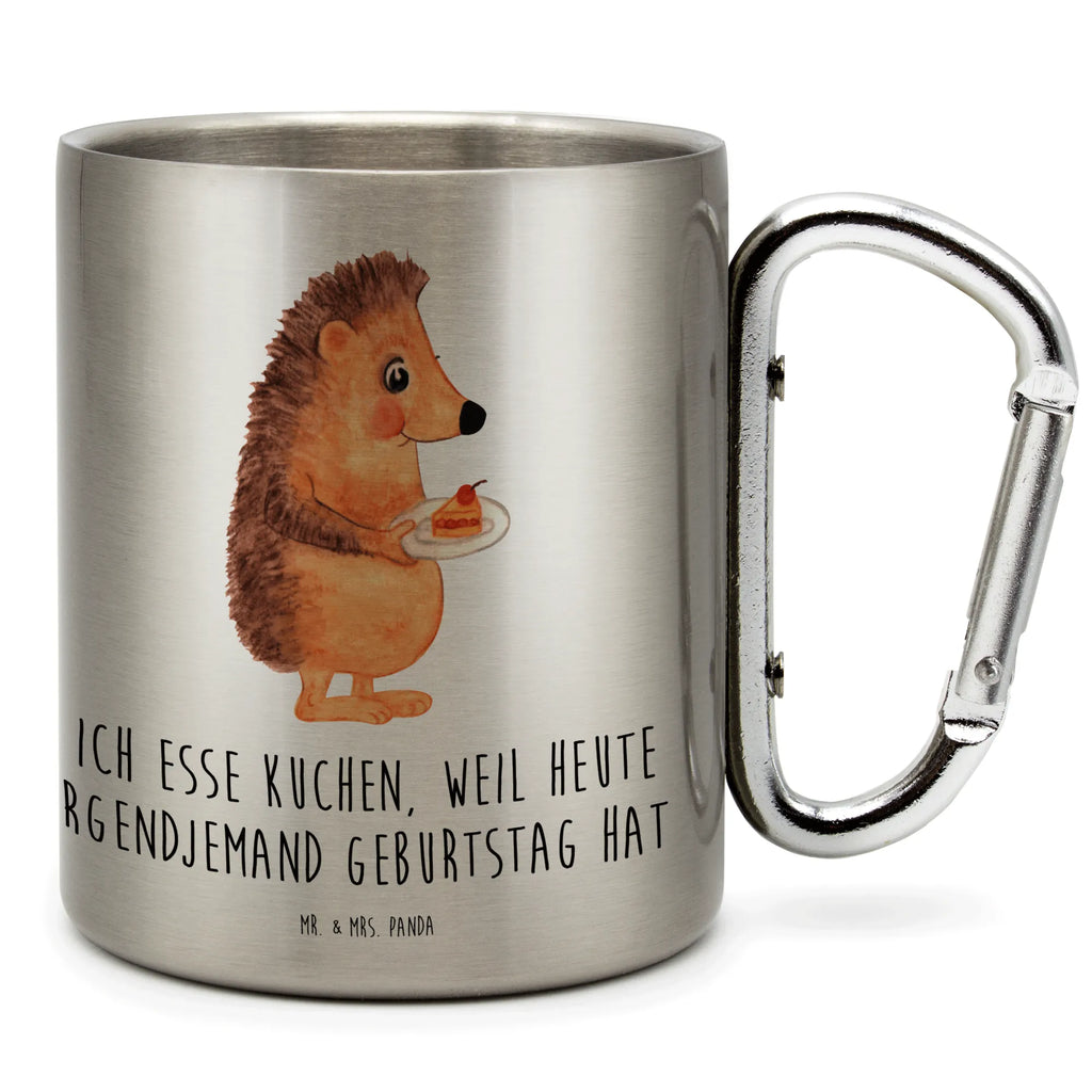 Edelstahlbecher Igel mit Kuchenstück Edelstahltasse, Karabiner, Edelstahlbecher, Outdoor, Camping, Tasse, Becher, Tiermotive, Gute Laune, lustige Sprüche, Tiere, Igel, Essen Spruch, Kuchen, Backen Geschenk, Kuchen backen, Einladung Party, Geburtstagskuchen, Torte