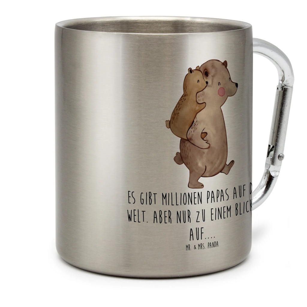 Edelstahlbecher Papa Bär Edelstahltasse, Karabiner, Edelstahlbecher, Outdoor, Camping, Tasse, Becher, Familie, Vatertag, Muttertag, Bruder, Schwester, Mama, Papa, Oma, Opa, Geschenk, Vater, Papi, Vati, Onkel, Geburtstag