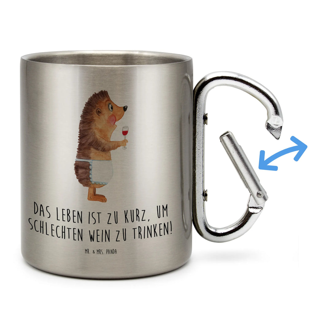 Edelstahlbecher Igel mit Wein Edelstahltasse, Karabiner, Edelstahlbecher, Outdoor, Camping, Tasse, Becher, Tiermotive, Gute Laune, lustige Sprüche, Tiere, Wein Spruch, Igel, Geschenk Weintrinker, Geschenk Weinliebhaber, Wein Deko, Weinglas, Rotwein, Weißwein, Wein trinken