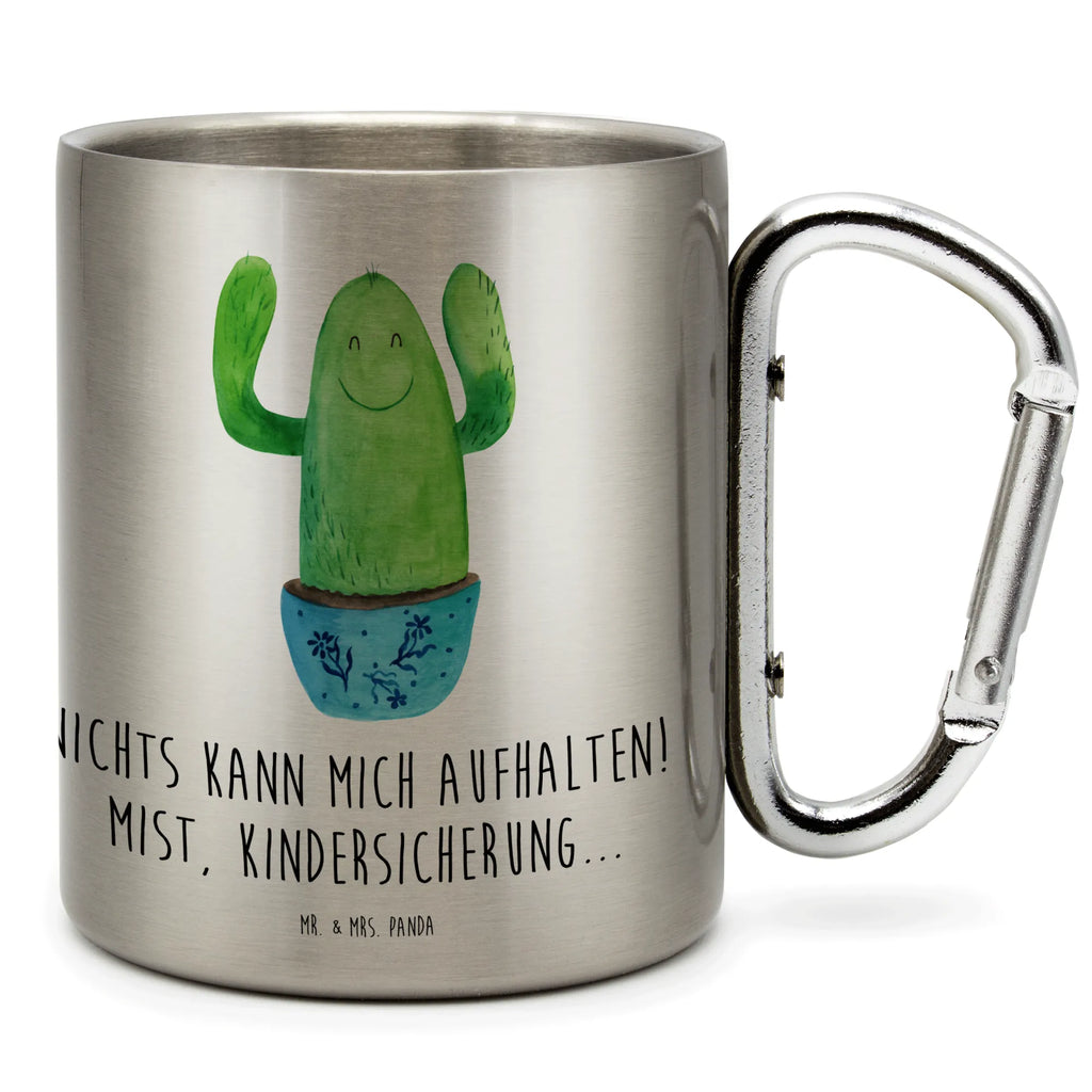 Edelstahlbecher Kaktus Happy Edelstahltasse, Karabiner, Edelstahlbecher, Outdoor, Camping, Tasse, Becher, Kaktus, Kakteen, Motivation, Spruch, lustig, Kindersicherung, Neustart, Büro, Büroalltag, Kollege, Kollegin, Freundin, Mutter, Familie, Ausbildung