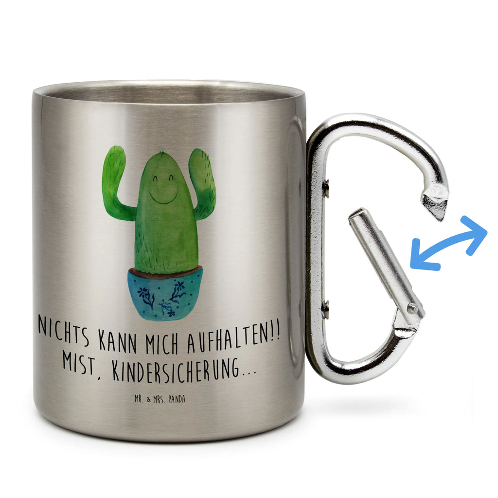 Edelstahlbecher Kaktus Happy Edelstahltasse, Karabiner, Edelstahlbecher, Outdoor, Camping, Tasse, Becher, Kaktus, Kakteen, Motivation, Spruch, lustig, Kindersicherung, Neustart, Büro, Büroalltag, Kollege, Kollegin, Freundin, Mutter, Familie, Ausbildung