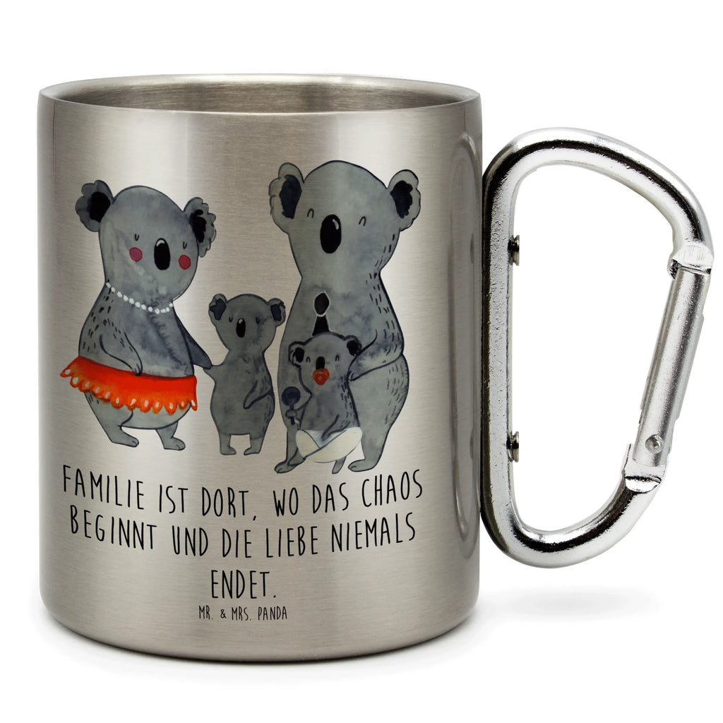 Edelstahlbecher Koala Familie Edelstahltasse, Karabiner, Edelstahlbecher, Outdoor, Camping, Tasse, Becher, Familie, Vatertag, Muttertag, Bruder, Schwester, Mama, Papa, Oma, Opa, Koala, Koalas, Family, Kinder, Geschwister, Familienleben