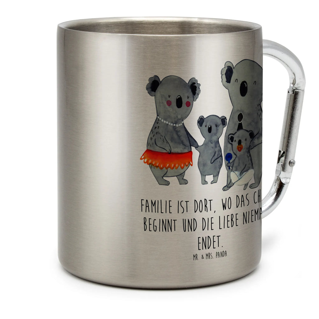 Edelstahlbecher Koala Familie Edelstahltasse, Karabiner, Edelstahlbecher, Outdoor, Camping, Tasse, Becher, Familie, Vatertag, Muttertag, Bruder, Schwester, Mama, Papa, Oma, Opa, Koala, Koalas, Family, Kinder, Geschwister, Familienleben