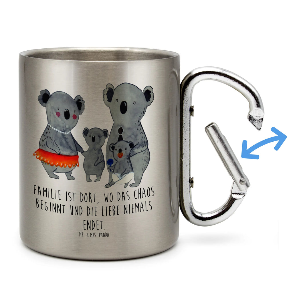 Edelstahlbecher Koala Familie Edelstahltasse, Karabiner, Edelstahlbecher, Outdoor, Camping, Tasse, Becher, Familie, Vatertag, Muttertag, Bruder, Schwester, Mama, Papa, Oma, Opa, Koala, Koalas, Family, Kinder, Geschwister, Familienleben