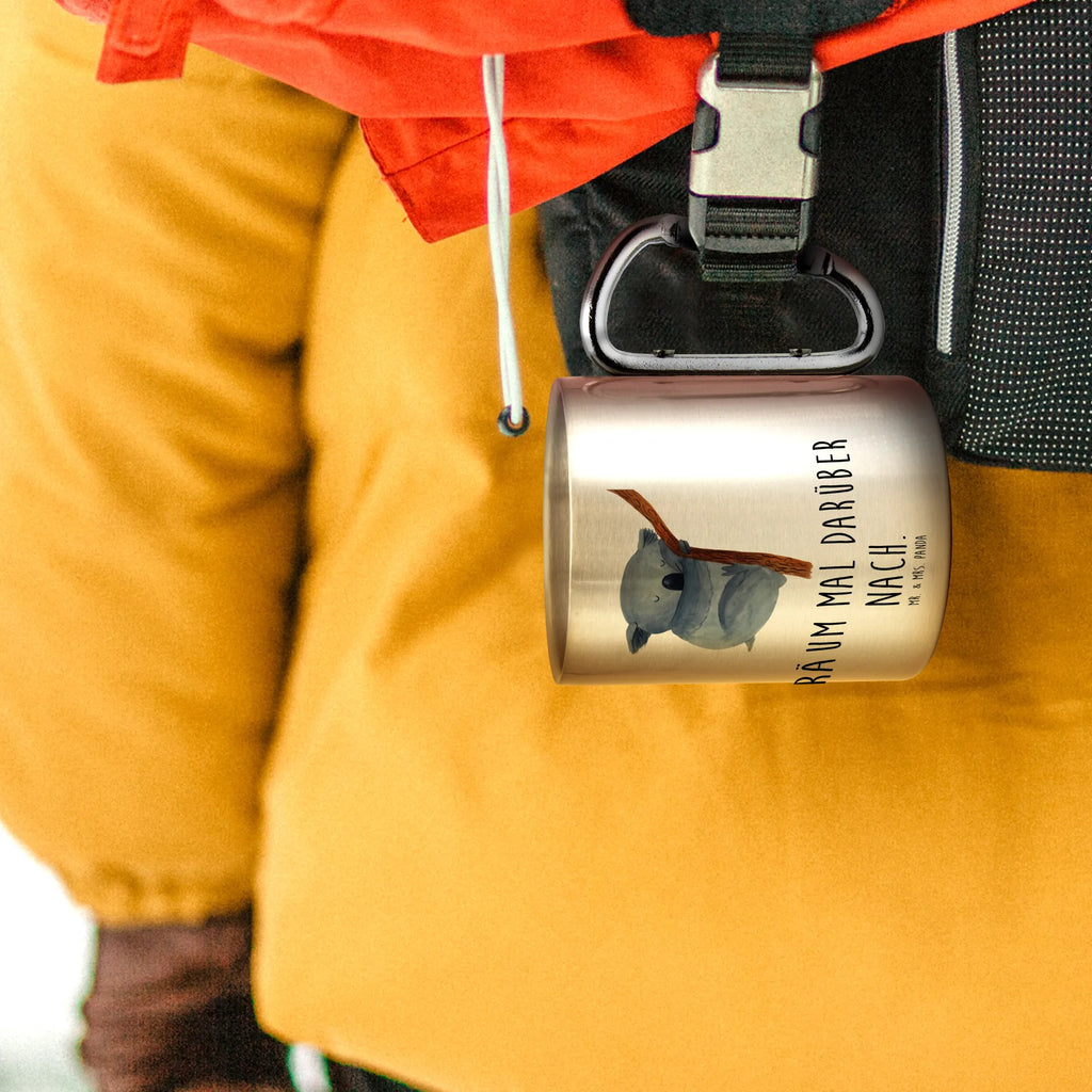 Edelstahlbecher Koalabär Edelstahltasse, Karabiner, Edelstahlbecher, Outdoor, Camping, Tasse, Becher, Tiermotive, Gute Laune, lustige Sprüche, Tiere, Koala, träumen, Traum, schlafen, Schlafzimmer, Traumland, Bär, Koalabär