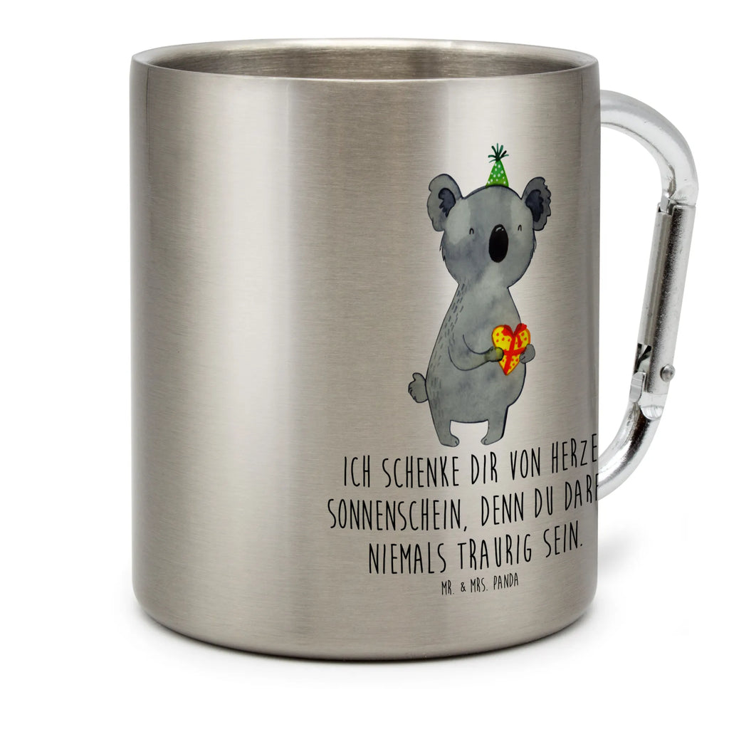 Edelstahlbecher Koala Geschenk Edelstahltasse, Karabiner, Edelstahlbecher, Outdoor, Camping, Tasse, Becher, Koala, Koalabär, Geschenk, Geburtstag, Party