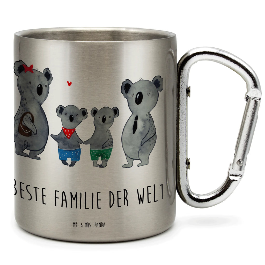 Edelstahlbecher Koala Familie zwei Edelstahltasse, Karabiner, Edelstahlbecher, Outdoor, Camping, Tasse, Becher, Familie, Vatertag, Muttertag, Bruder, Schwester, Mama, Papa, Oma, Opa, Koala, Koalabär, beste Familie, Familienzeit, Familienleben, Koalafamilie, Lieblingsfamilie