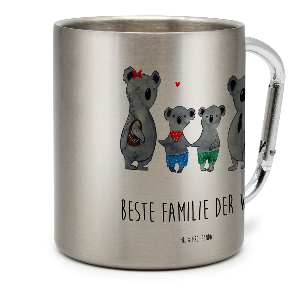 Edelstahlbecher Koala Familie zwei Edelstahltasse, Karabiner, Edelstahlbecher, Outdoor, Camping, Tasse, Becher, Familie, Vatertag, Muttertag, Bruder, Schwester, Mama, Papa, Oma, Opa, Koala, Koalabär, beste Familie, Familienzeit, Familienleben, Koalafamilie, Lieblingsfamilie