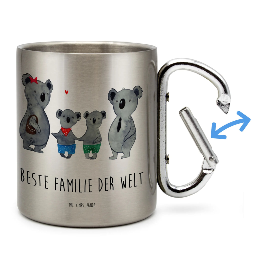 Edelstahlbecher Koala Familie zwei Edelstahltasse, Karabiner, Edelstahlbecher, Outdoor, Camping, Tasse, Becher, Familie, Vatertag, Muttertag, Bruder, Schwester, Mama, Papa, Oma, Opa, Koala, Koalabär, beste Familie, Familienzeit, Familienleben, Koalafamilie, Lieblingsfamilie