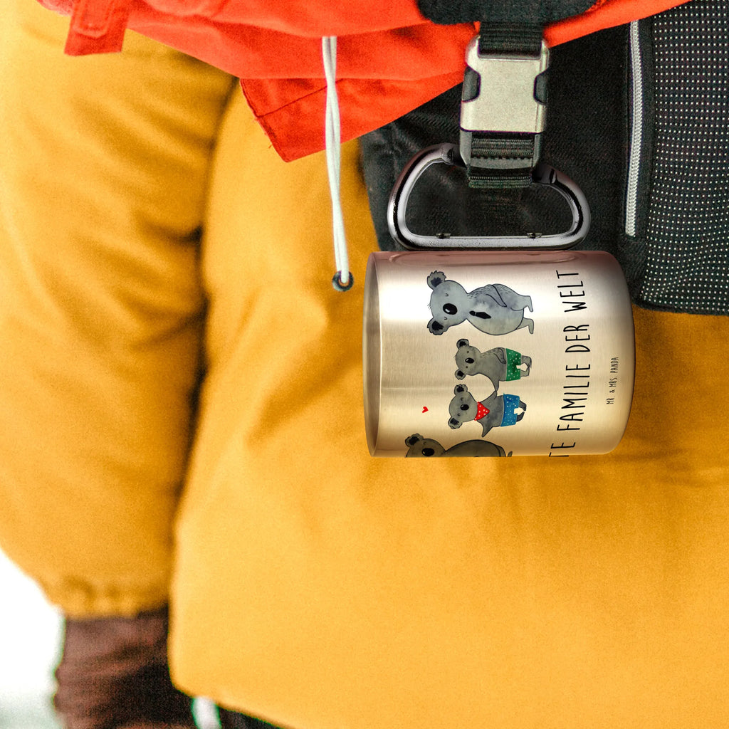 Edelstahlbecher Koala Familie zwei Edelstahltasse, Karabiner, Edelstahlbecher, Outdoor, Camping, Tasse, Becher, Familie, Vatertag, Muttertag, Bruder, Schwester, Mama, Papa, Oma, Opa, Koala, Koalabär, beste Familie, Familienzeit, Familienleben, Koalafamilie, Lieblingsfamilie