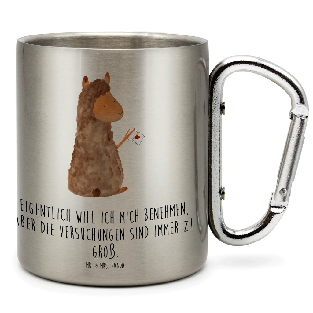 Edelstahlbecher Alpaka Fahne Edelstahltasse, Karabiner, Edelstahlbecher, Outdoor, Camping, Tasse, Becher, Alpaka, Lama, Alpakas, Lamas, Liebe