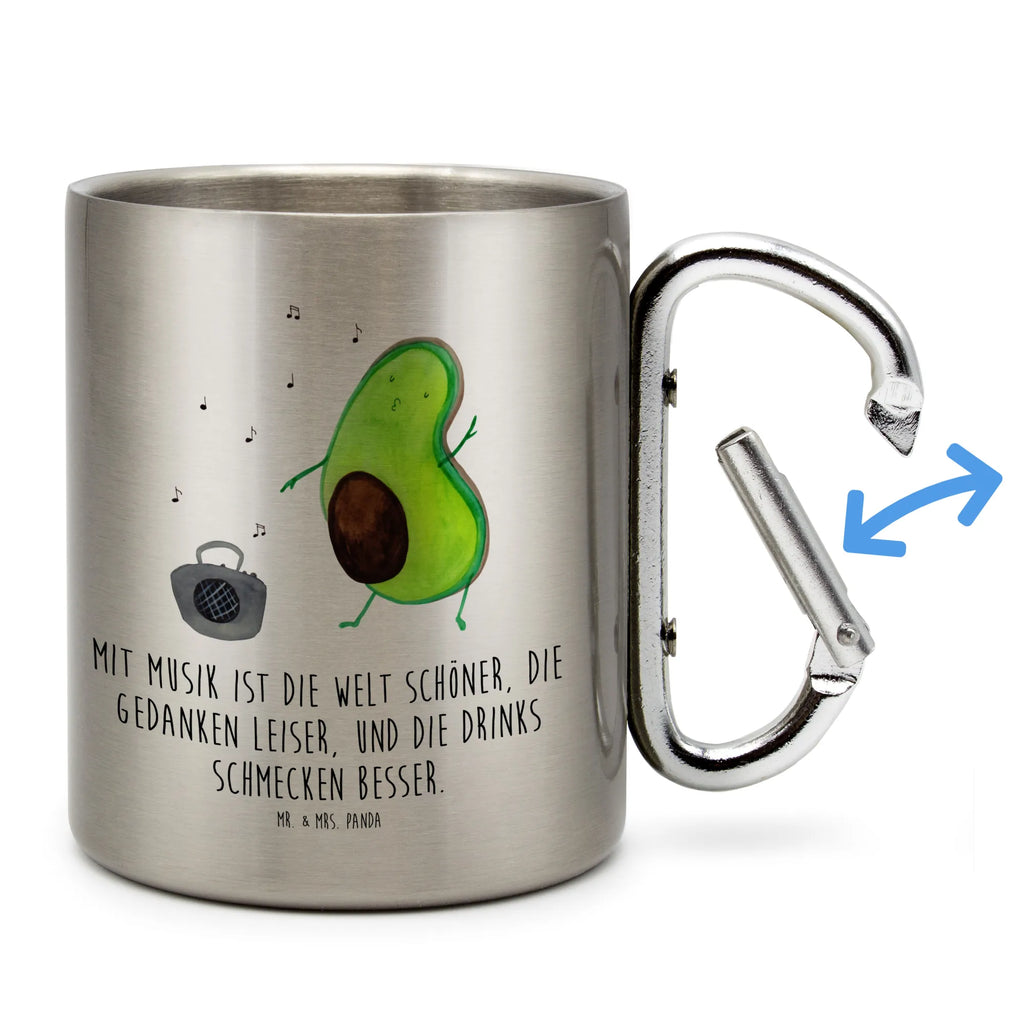 Edelstahlbecher Avocado tanzt Edelstahltasse, Karabiner, Edelstahlbecher, Outdoor, Camping, Tasse, Becher, Avocado, Veggie, Vegan, Gesund