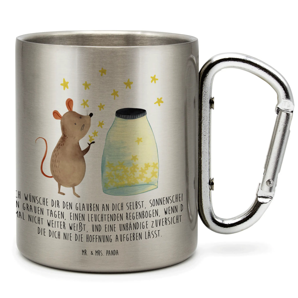 Edelstahlbecher Maus Sterne Edelstahltasse, Karabiner, Edelstahlbecher, Outdoor, Camping, Tasse, Becher, Tiermotive, Gute Laune, lustige Sprüche, Tiere, Maus, Sterne, Wunsch, Kind, Taufe, Taufgeschenk, Geburt, Schwangerschaft, erstes Kind, Kindergeburtstag, Geburtstag, Hoffnung, Träume