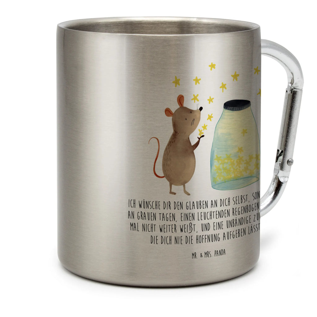 Edelstahlbecher Maus Sterne Edelstahltasse, Karabiner, Edelstahlbecher, Outdoor, Camping, Tasse, Becher, Tiermotive, Gute Laune, lustige Sprüche, Tiere, Maus, Sterne, Wunsch, Kind, Taufe, Taufgeschenk, Geburt, Schwangerschaft, erstes Kind, Kindergeburtstag, Geburtstag, Hoffnung, Träume