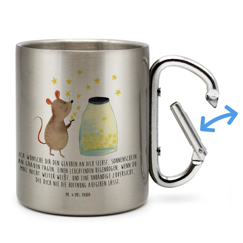 Edelstahlbecher Maus Sterne Edelstahltasse, Karabiner, Edelstahlbecher, Outdoor, Camping, Tasse, Becher, Tiermotive, Gute Laune, lustige Sprüche, Tiere, Maus, Sterne, Wunsch, Kind, Taufe, Taufgeschenk, Geburt, Schwangerschaft, erstes Kind, Kindergeburtstag, Geburtstag, Hoffnung, Träume