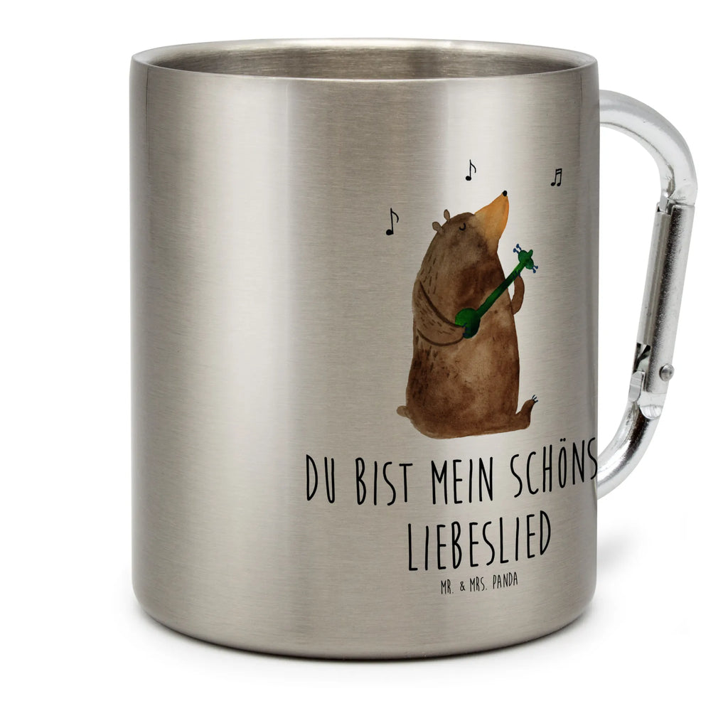 Edelstahlbecher Bär Lied Edelstahltasse, Karabiner, Edelstahlbecher, Outdoor, Camping, Tasse, Becher, Bär, Teddy, Teddybär, Bärchen, Bear, Liebeslied, Lied, Song, Valentinstag, Valentine, Geschenk, Partner, Liebe, Freundin, Frau, Herz, Spruch