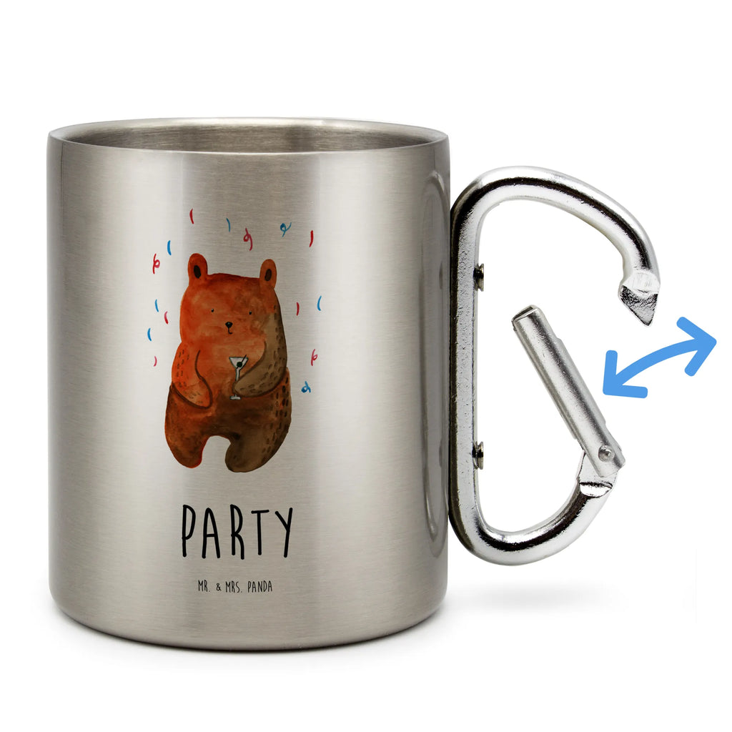 Edelstahlbecher Bär Party Edelstahltasse, Karabiner, Edelstahlbecher, Outdoor, Camping, Tasse, Becher, Bär, Teddy, Teddybär, Geburtstag, Geburtstagsgeschenk, Geschenk, Party, Feiern, Abfeiern, Mitbringsel, Gute Laune, Lustig