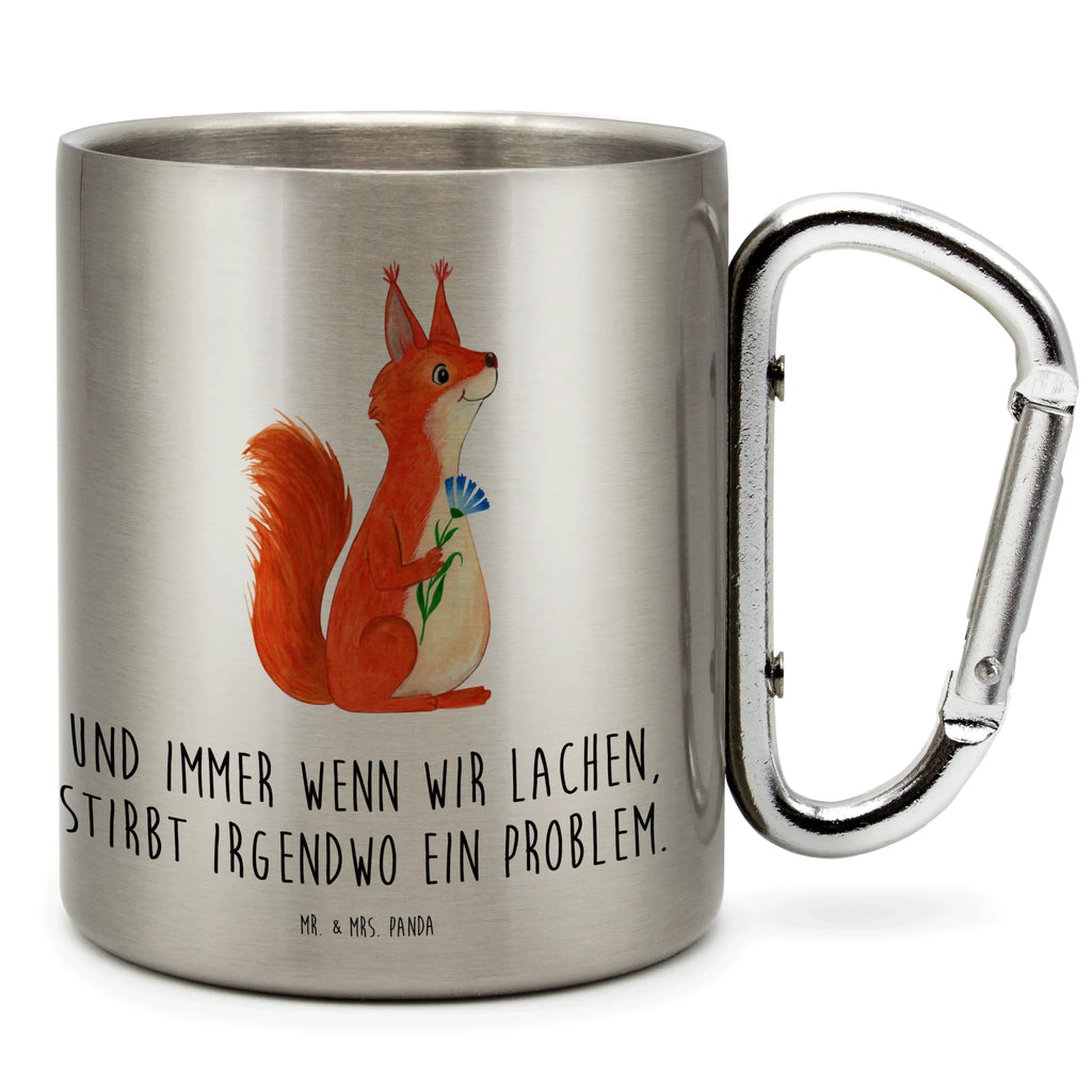 Edelstahlbecher Eichhörnchen Blume Edelstahltasse, Karabiner, Edelstahlbecher, Outdoor, Camping, Tasse, Becher, Tiermotive, Gute Laune, lustige Sprüche, Tiere, Eichhörnchen, Eichhorn, Spruch positiv, Lachen, Spaß, Motivation Sprüche, Motivation Bilder, glücklich Spruch, Spruch Deko