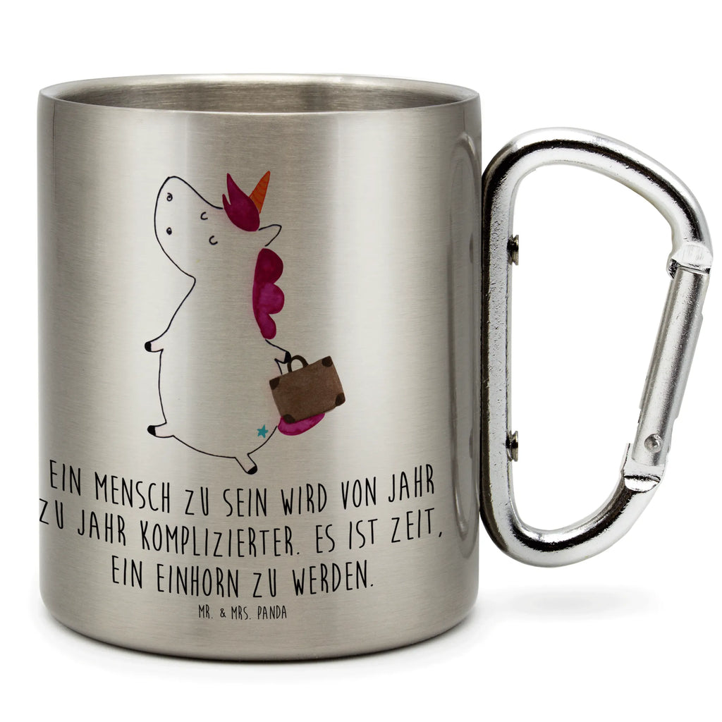 Edelstahlbecher Einhorn Koffer Edelstahltasse, Karabiner, Edelstahlbecher, Outdoor, Camping, Tasse, Becher, Einhorn, Einhörner, Einhorn Deko, Unicorn, unicorn, Koffer, Verreisen, Reise, Gepäck, Abenteuer, Erwachsen, Kind, albern, Spaß, lustig, witzig