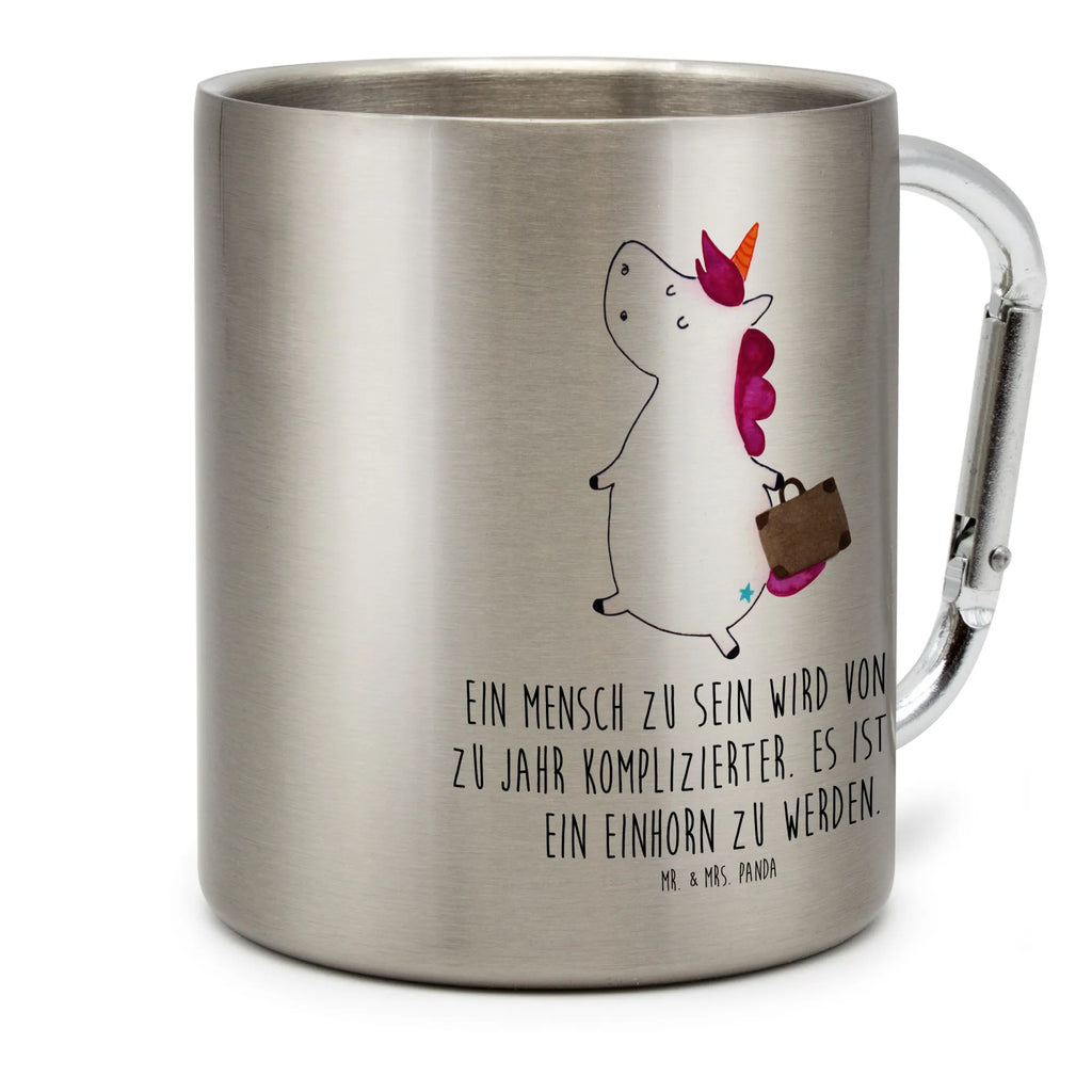 Edelstahlbecher Einhorn Koffer Edelstahltasse, Karabiner, Edelstahlbecher, Outdoor, Camping, Tasse, Becher, Einhorn, Einhörner, Einhorn Deko, Unicorn, unicorn, Koffer, Verreisen, Reise, Gepäck, Abenteuer, Erwachsen, Kind, albern, Spaß, lustig, witzig