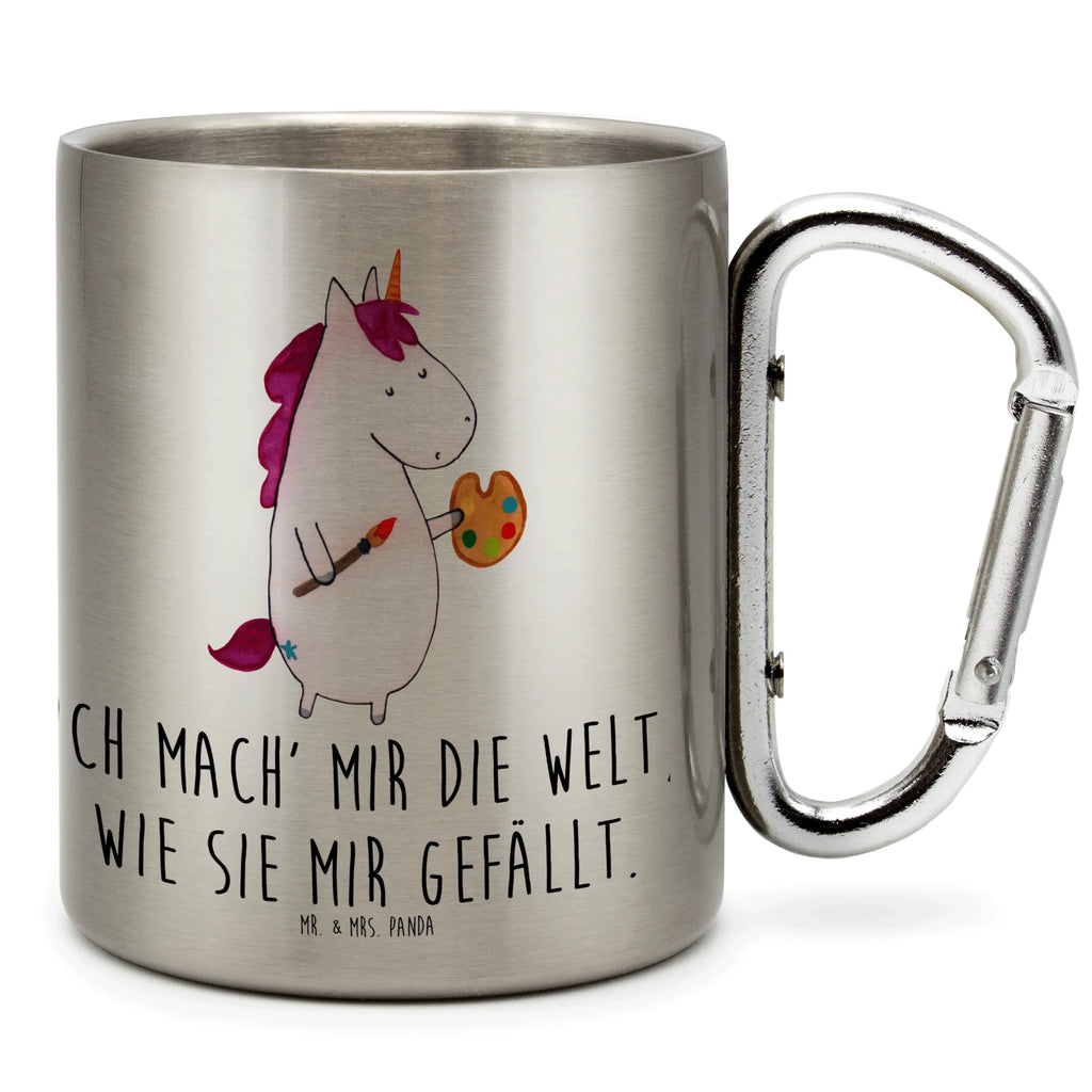 Edelstahlbecher Einhorn Künstler Edelstahltasse, Karabiner, Edelstahlbecher, Outdoor, Camping, Tasse, Becher, Einhorn, Einhörner, Einhorn Deko, Pegasus, Unicorn, Englisch, Künstler, Artist, Malen, Zeichnen, Welt, Farbe, Stift, Pinsel, Geschenk, Maler